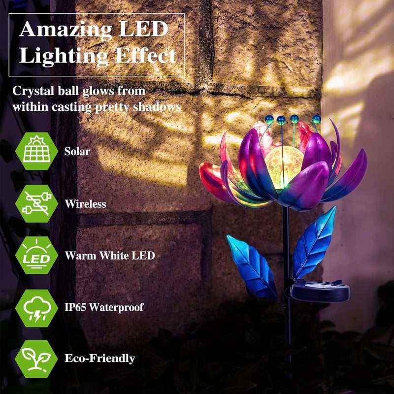 SUCUY Outdoor Garden Decor Solar Spinners Lights - Metal Wind Spinner Solar Lights for Yard, Patio, Garden Lawn Oranments - Image 2